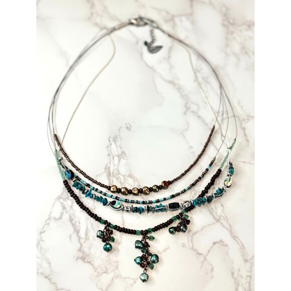 Abalone, Pearl, Wood  & Glass Multistrand Necklace - Coldwater Creek - Picture 3 of 6